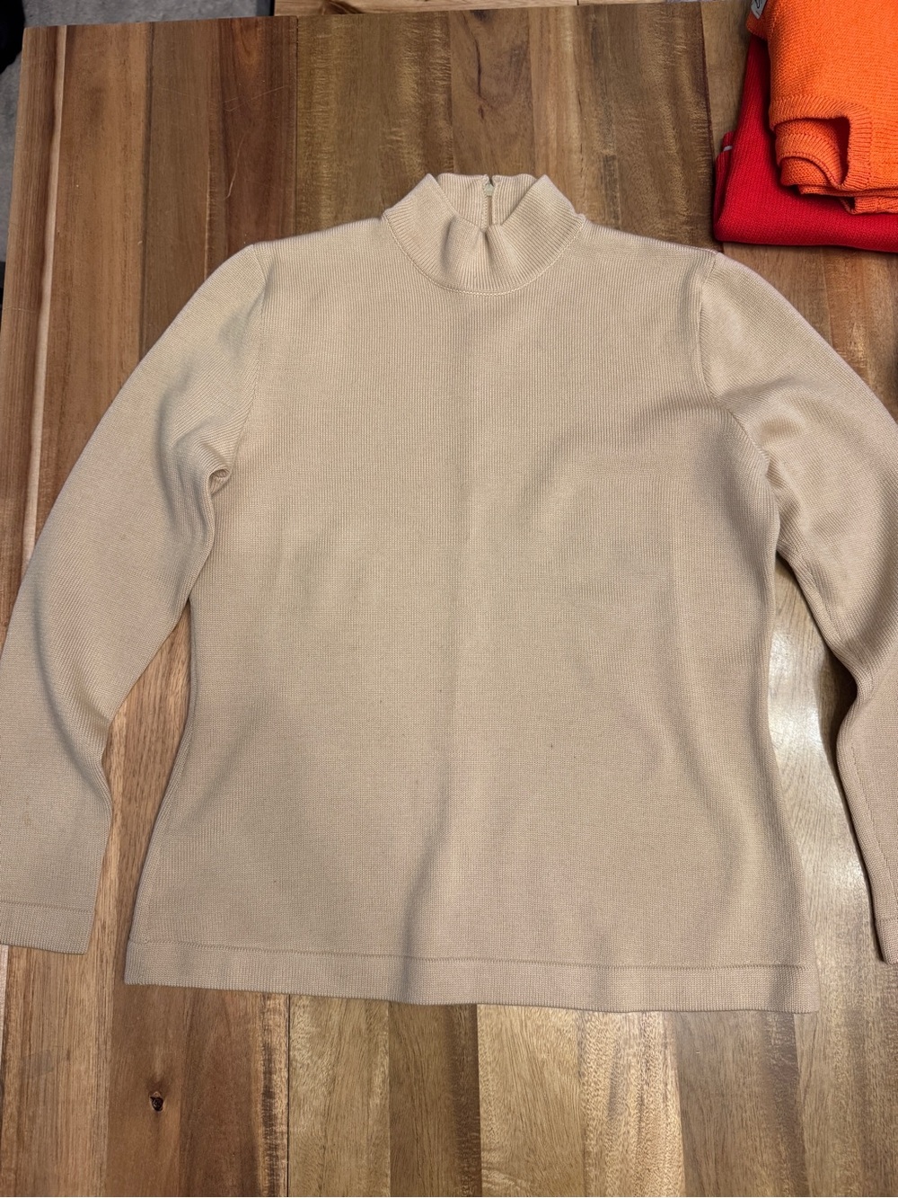 St. John Knit Cream Mock Neck Women's Sweater